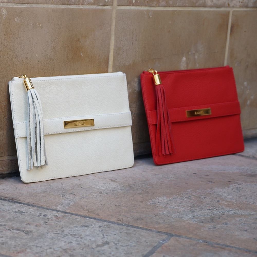 Leather clutch bag